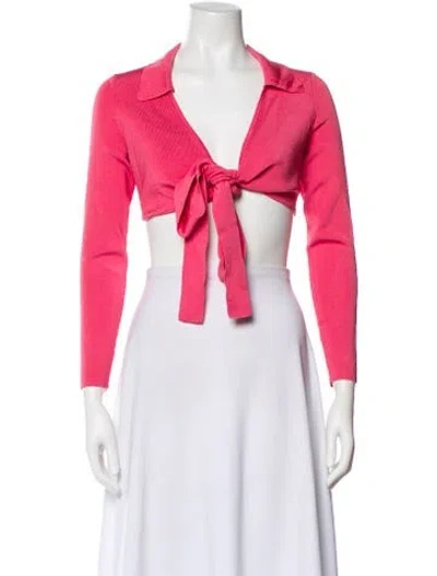 Pre-owned Cult Gaia Long Sleeve Crop Top In Pink