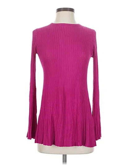 Pre-owned Cult Gaia Long Sleeve Top Pink Crew Neck Tops