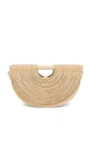 Cult Gaia Lou Draped Leather Clutch Bag In Neutral