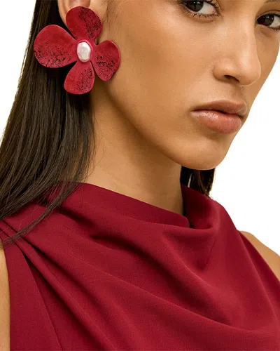 Cult Gaia Lucky Flower Clip On Earrings, 1.5l In Burgundy