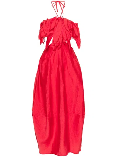 Cult Gaia Lue Ruffled Midi Dress In Red