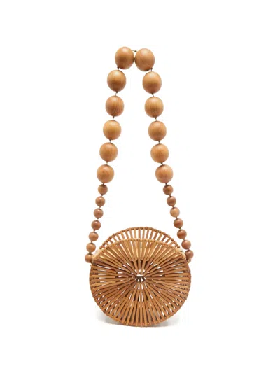 Pre-owned Cult Gaia Luna Circular Cross Body Bag In Brown