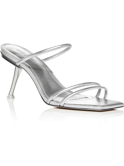 Cult Gaia Lydia Womens Leather Slip-on Heels In Silver