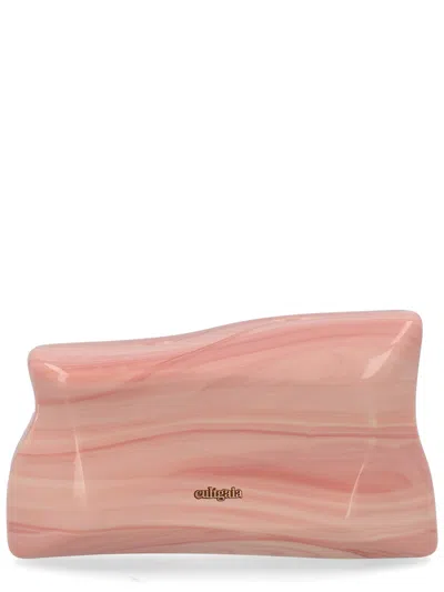 Cult Gaia Malaya Sculptural Marbled Acrylic Clutch Bag In Pink