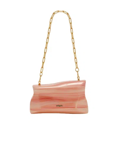 Cult Gaia Malaya Logo Lettering Clutch Bag In Brown