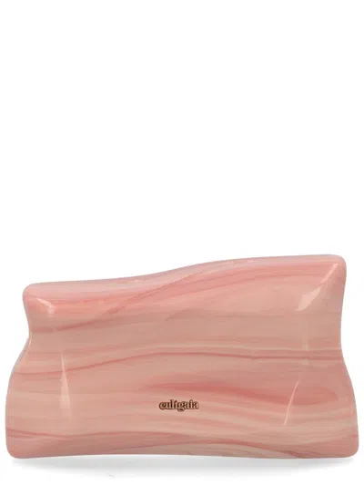 Cult Gaia Malaya Wavy Marbled Acrylic Clutch In Pink