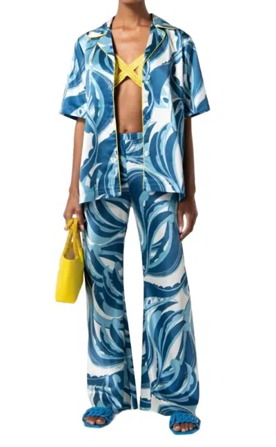 Cult Gaia Maneli Top In Persian Blue Paisley In Multi