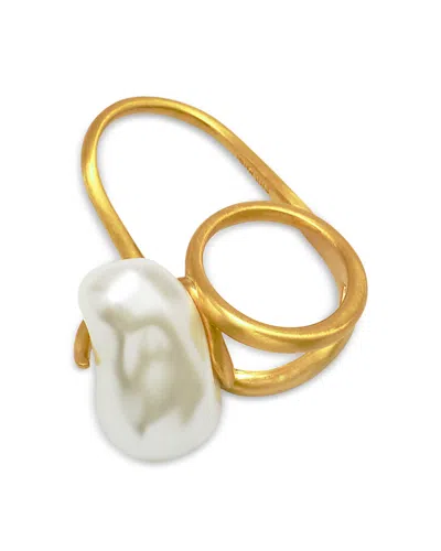 Cult Gaia Marais Imitation Pearl Cocktail Ring In Gold