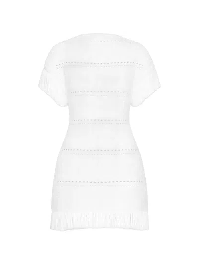 Cult Gaia Maren Fringe-trim Mini Dress In White
