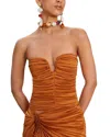 Cult Gaia Maria Plisse Strapless Top In Bourbon