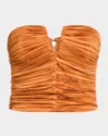 Cult Gaia Maria Plisse Strapless Top In Bourbon