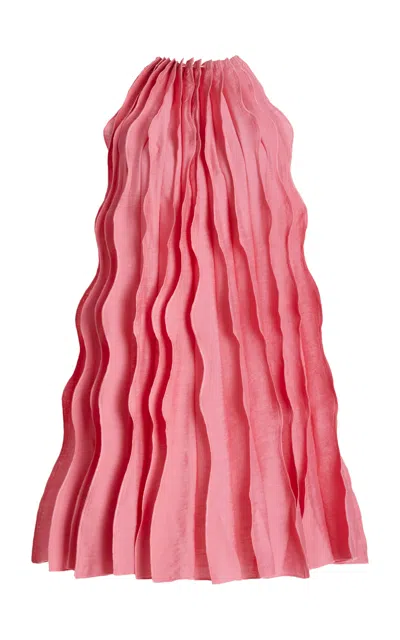 Cult Gaia Marla Wavy-paneled Woven Mini Dress In Pink