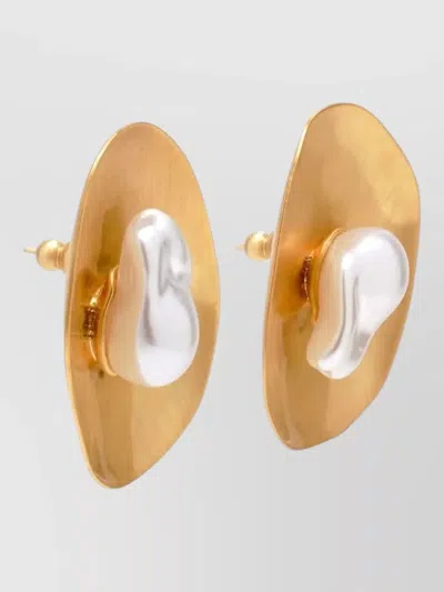 Cult Gaia Marzia Sculptural Earrings Gold Finish Pearls