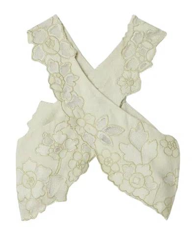 Cult Gaia Matias Cropped Embroidered Top In Neutral