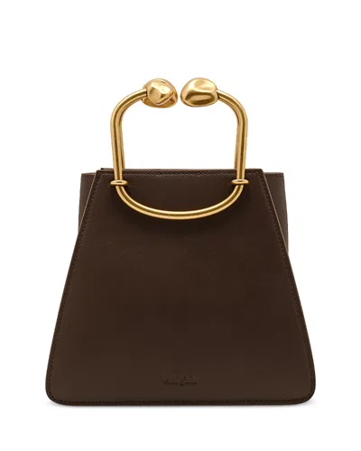 Cult Gaia Sculptural-handle Leather Mini Bag In Brown