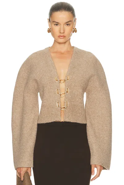 Cult Gaia Mayalu Ribbed-knit Cardigan In Neutral
