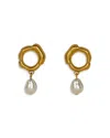 Cult Gaia Meerah Baroque Imitation Pearl Circle Drop Earrings In Gold Tone In Gold