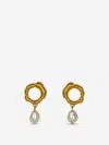 Cult Gaia Meerah Baroque Imitation Pearl Circle Drop Earrings In Gold Tone