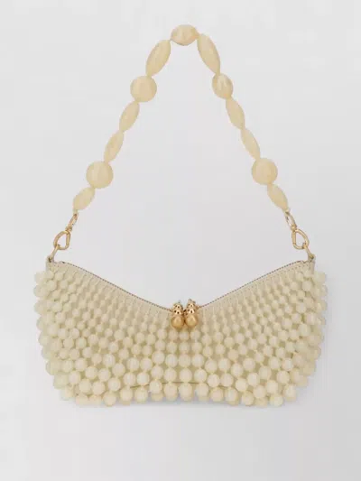Cult Gaia Mercier Beaded Clutch Bag Top Handle In Neutral