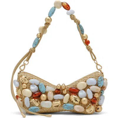 Cult Gaia Mercier Beaded Raffia Shoulder Bag In Multi