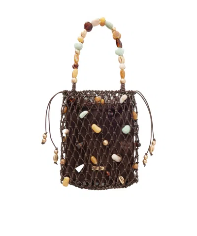 Cult Gaia Mercier Bead-embellished Mini Bag In Brown