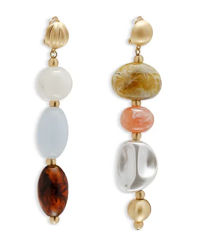 Cult Gaia Mercier Stone Beaded Clip On Linear Drop Earrings In Multi