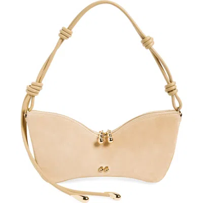 Cult Gaia Mercier Suede Shoulder Bag In Sand