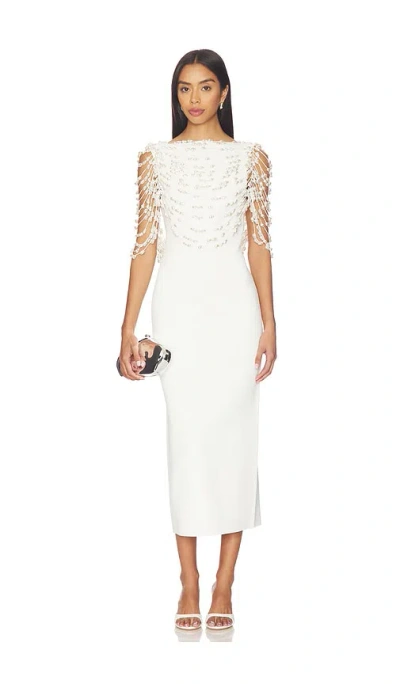 Cult Gaia Meri Cape-effect Open-back Embellished Knitted Midi Dress In White