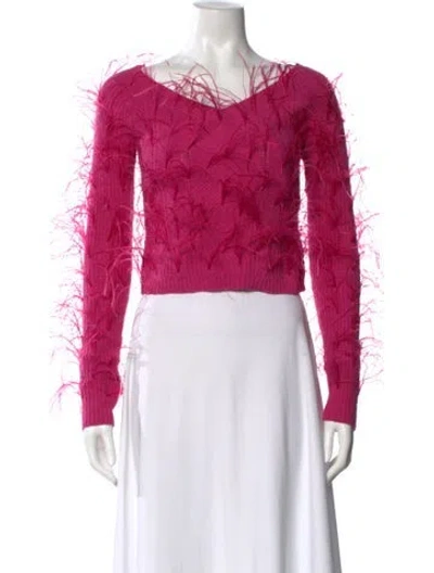 Pre-owned Cult Gaia Merino Wool Bateau Neckline Sweater In Pink
