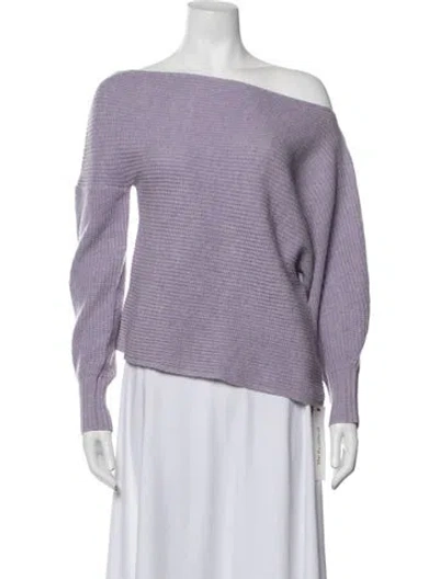 Pre-owned Cult Gaia Merino Wool Off-the-shoulder Sweater In Purple