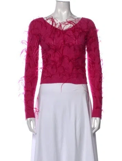 Pre-owned Cult Gaia Merino Wool V-neck Sweater W/ Tags In Pink