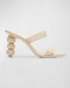 Cult Gaia Meta Calfskin Dual-band Slide Sandals In Off White