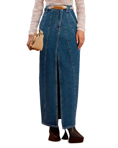 Cult Gaia Mia Denim Maxi Skirt In Indigo