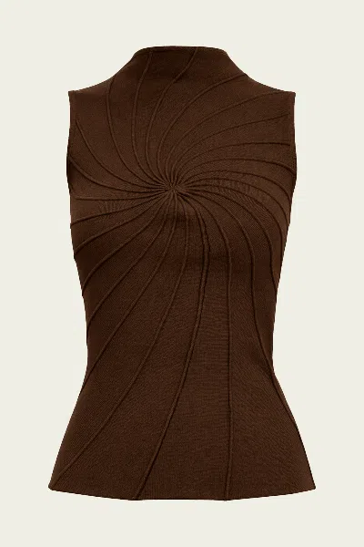 Cult Gaia Micah Knit Top In Luwak In Brown