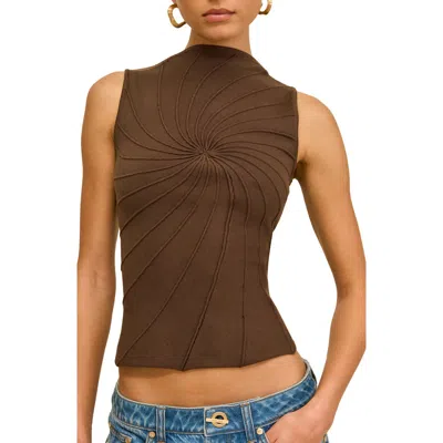 Cult Gaia Micah Seamed Sleeveless Top In Brown
