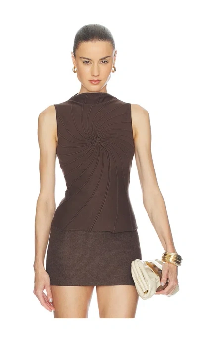 Cult Gaia Micah Knit Top In Luwak In Brown