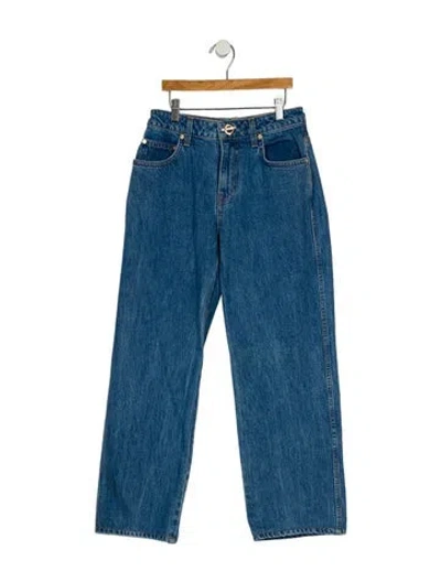Pre-owned Cult Gaia Mid-rise Wide Leg Jeans In Blue