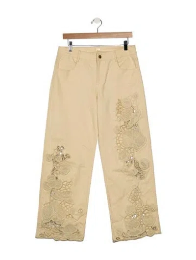 Pre-owned Cult Gaia Mid-rise Wide Leg Jeans In Neutrals