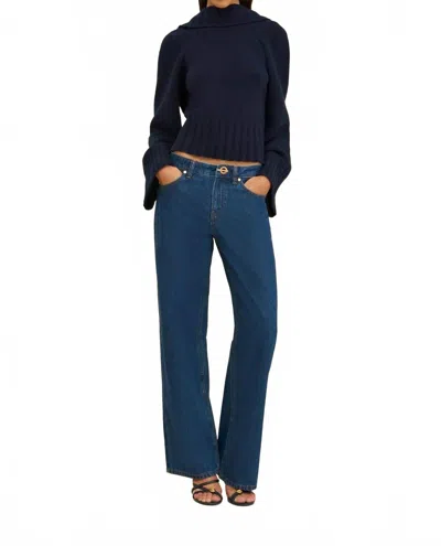 Cult Gaia Milika Mock Neck Sweater In Navy In Blue
