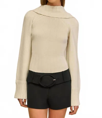 Cult Gaia Milika Mock Neck Sweater In White In Brown