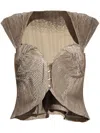 Cult Gaia Milli Pleated Satin Cutaway Sweetheart Top In Green