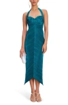 Cult Gaia Milo Plissé Halter Midi Dress In Sea Moss