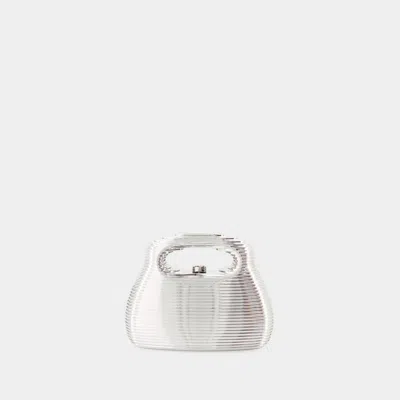 Cult Gaia Mimi Top Handle Clutch In Silver