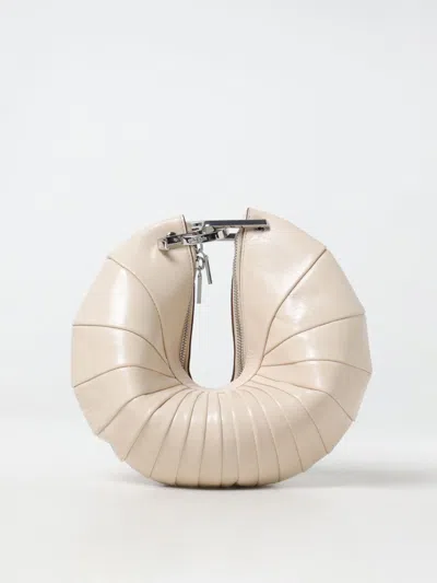 Cult Gaia Ubah Shell Leather Clutch Bag In 象牙色