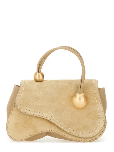 Cult Gaia Mini Kazia Leather Shoulder Bag In Beige