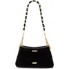 Cult Gaia Kiraz Mini Stone-embellished Velvety Shoulder Bag In Black