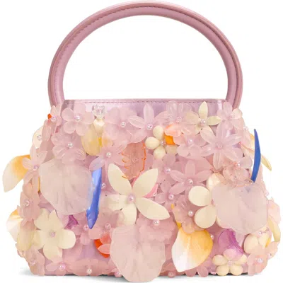 CULT GAIA CULT GAIA MINI SOLENE ACRYLIC FLOWER APPLIQUÉ TOP HANDLE BAG