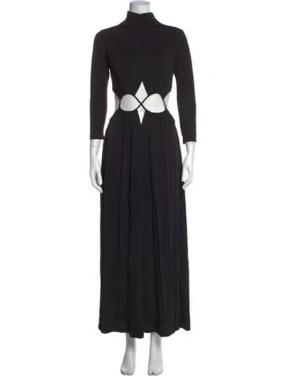 Pre-owned Cult Gaia Mock Neck Long Dress In Black