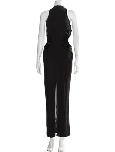 Pre-owned Cult Gaia Mock Neck Long Dress In Black