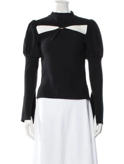 Pre-owned Cult Gaia Mock Neck Long Sleeve Top In Black